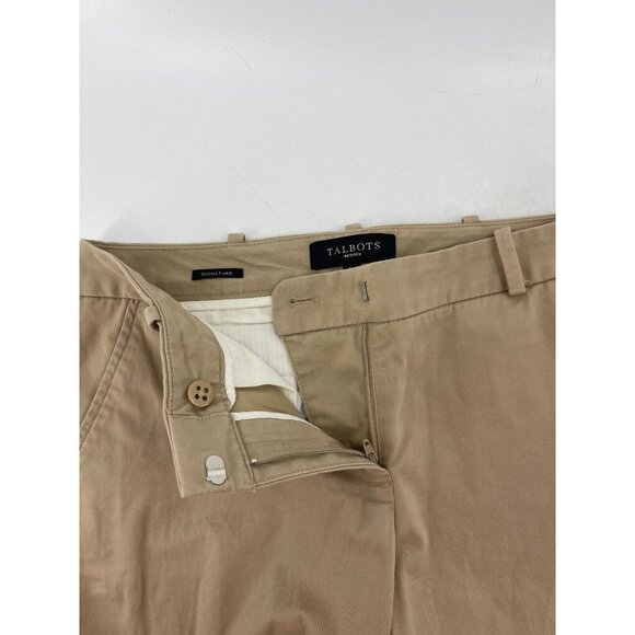 Talbots Petites Women's Flat Front Chino Khaki Crop Pants Back Leg Seam Size 2P - Picture 6 of 14
